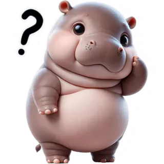 🤨 hipopótamo, animal, fofo, ponto de interrogação, desenho animado, mamífero, adesivo, bebê hipopótamo telegram sticker