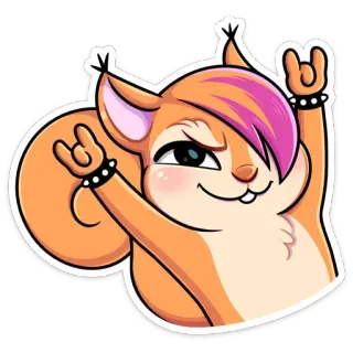 🤘 Eichhörnchen, Punk, Rock and Roll, Tier, Cartoon, Sticker telegram sticker