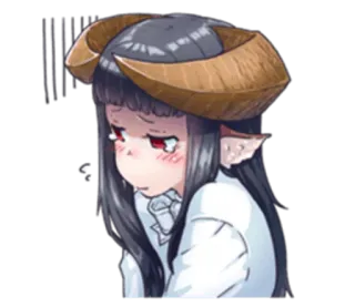 🙁 Anime, Demone, Corno, Triste, Carino, Ragazza, Personaggio, Cartone animato telegram sticker
