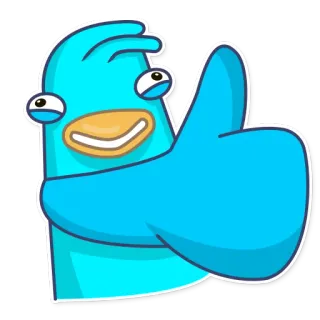 👍 만화, 좋아요, 승인, 좋아요, 새, 긍정, 재미, 스티커 telegram sticker