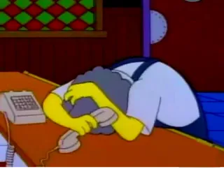 😒 Moe The Simpsons 모 시즐랙, 심슨 가족, 만화, 슬픈, 우울한, 전화 telegram sticker