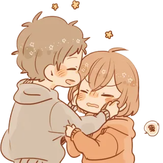 🤗 carino, coppia, amore, anime, cartone animato telegram sticker