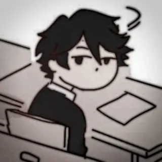 🐾 Мультфильм, Скучно, Стол, Аниме, Персонаж whatsapp sticker