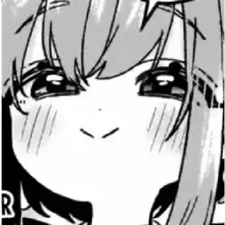 😉 Anime, Manga, Dibujo animado, Chica, Lindo, Feliz, Sonrisa, Blanco y negro telegram sticker