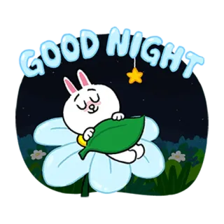 🌙 GOOD NIGHT buenas noches, conejo, flor, estrella, dormilón, lindo telegram sticker