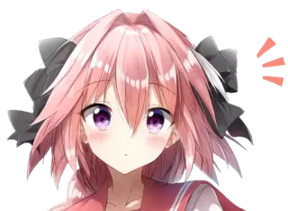 🤨 Astolfo anime, roze haar, schattig, meisje, kawaii telegram sticker