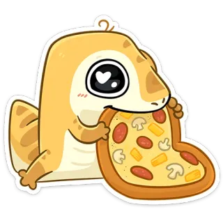 🍕 lucertola, pizza, animale, carino, cibo, cartone animato whatsapp sticker