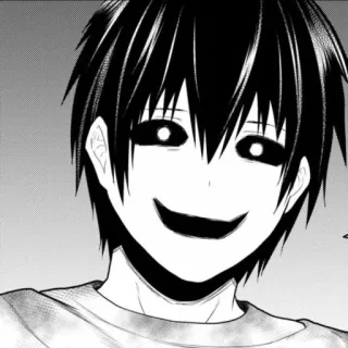 😈 Mangá, Anime, Personagem, Ilustração, Arte, Assustador, Sorriso, Escuro telegram sticker