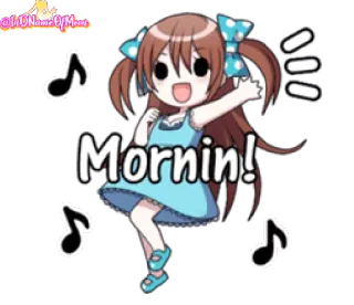 🌞 Mornin! аниме, мультфильм, девушка, утро, приветствие whatsapp sticker