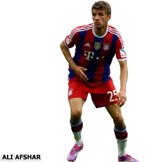 ⚽ Thomas Müller ALI'AFSHAR sepak bola, sepak bola, atlet, pemain, Müller telegram sticker