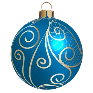 🎅 クリスマス, オーナメント, 装飾, 青, 金, ホリデー, お祝い telegram sticker