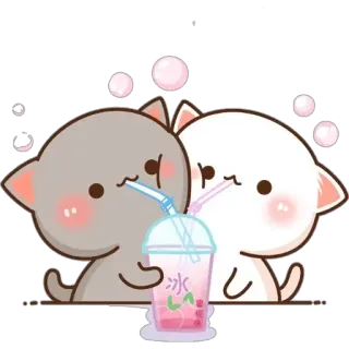 🧋 冰 LA mignon, chats, bubble tea, kawaii, dessin animé, boisson whatsapp sticker