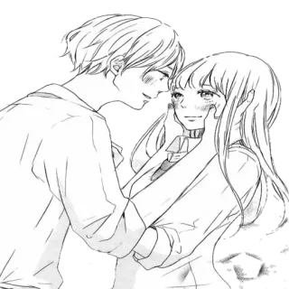 😍 Mangá, Anime, Casal, Amor, Romance, Ilustração whatsapp sticker