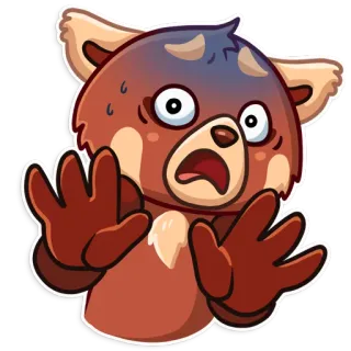 😨 Panda rojo, Asustado, Preocupado, Dibujos animados, Adhesivo whatsapp sticker