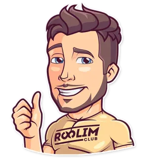 👍 ROOLIM CLUB 卡通, 男人, 竖起大拇指, 俱乐部, 微笑 telegram sticker
