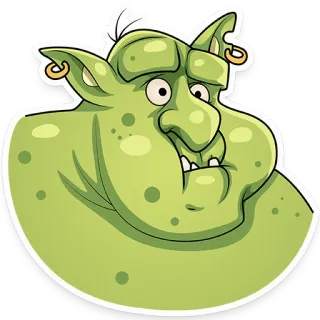 🤮 Troll, Zielony, Potwór, Fantasy, Kreskówka telegram sticker