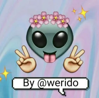 🤷‍♀ By @werido alien, emoji, peace sign, flower crown telegram sticker
