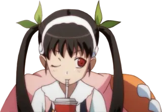 👀 anime, girl, drinking, cute, wink telegram sticker