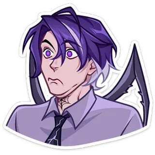 😳 Аниме, Персонаж, фиолетовые волосы, паук, Манга, Наклейка, Мультфильм telegram sticker