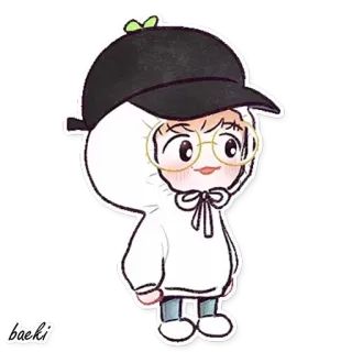 ☺️ baeki Cartoon, Sticker, Schattig, Personage, Hoodie telegram sticker