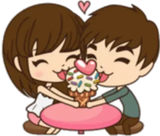 🍦 couple, ice cream, love, cartoon, cute whatsapp sticker