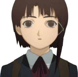 ✂ Iwakura Lain Serial Experiments Lain Anime, Serial Experiments Lain, Iwakura Lain, Cyberpunk, Gadis, Acara TV telegram sticker
