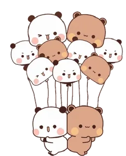 🎈 Panda, Urso, Fofo, Kawaii, Animais, Desenho animado, Balões whatsapp sticker