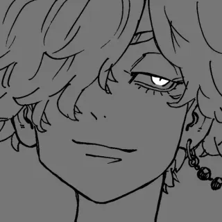 ✖️ anime, manga, character, hairstyle, portrait, monochrome whatsapp sticker