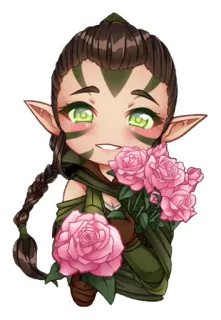 🌸 Elfo, Flores, Rosas, Chibi, Fofo, Fantasia telegram sticker