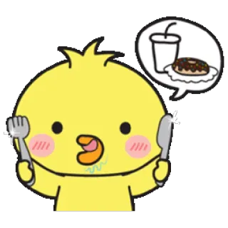 🍴 милый, цыпленок, еда, пончик, напиток, мультфильм whatsapp sticker