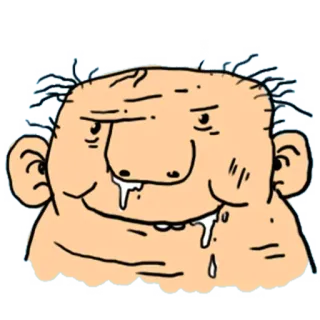 🤧 การ์ตูน, ตัวละคร, หน้า, น้ำลาย, น่าเกลียด, ตลก telegram sticker