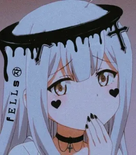 ❤️ FELLS Anime, Gothique, Croix, Coeur, Kawaii telegram sticker