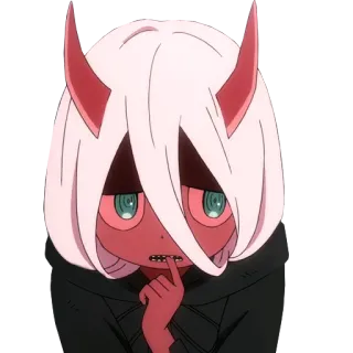 🙄 Zero Two Darling in the Franxx Аниме, Zero Two, Darling in the Franxx, милый, Chibi, рога telegram sticker