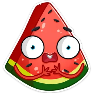😳 anguria, frutta, cartone animato, adesivo, cibo, carino, occhi whatsapp sticker