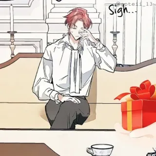 🍷 Sigh... suspiro, homem, presente, sentado, chateado telegram sticker