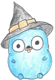 😳 Gopher, Mascota, Dibujos animados, Sombrero de mago, Programación telegram sticker