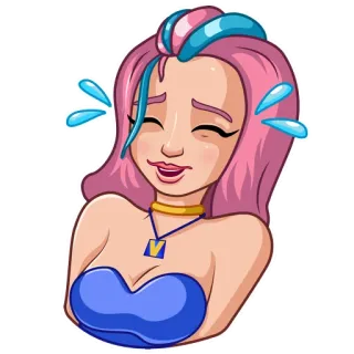 😂 wanita, gadis, rambut merah muda, kartun, ceria, bahagia, senyum telegram sticker