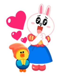 😍 Dessin animé, Animal, Kawaii, Mignon, Lapin, Canard, Personnage, Animé whatsapp sticker