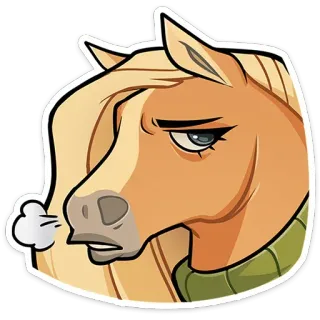 😮‍💨 koń, zwierzę, kreskówka, smutny, wyraz, koński, naklejka telegram sticker