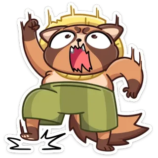 😡 Tanuki, Enojado, Perro mapache japonés, Dedo corazón, Dibujos animados, Pegatina whatsapp sticker