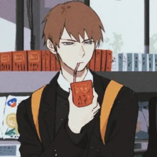 😐 Anime, Charakter, Trinken, Cartoon, Männlich telegram sticker