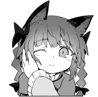 😍 Anime, Mangá, Orelhas de gato, Garota, Desenho animado, Ilustração whatsapp sticker