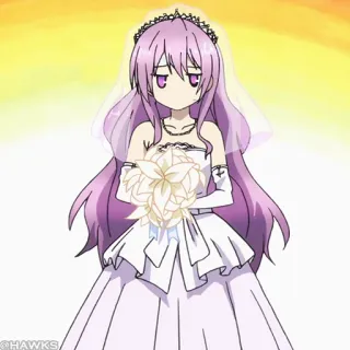 🌡 动漫, 婚礼, 新娘, 女孩, 连衣裙, 捧花 telegram sticker