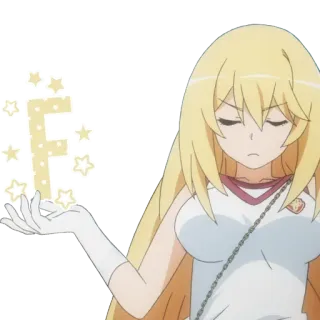 🤬 F Anime, Pelo rubio, Chica, Letra F, Estrellas, Dibujos animados, Magia whatsapp sticker