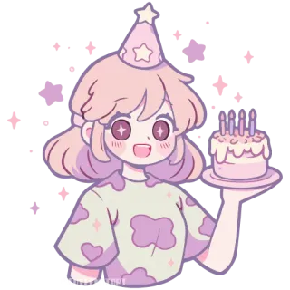 🎂 cute, kawaii, birthday, party, cake, celebration, pastel telegram sticker