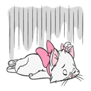 😶 Marie The Aristocats gato, gatito, dormilón, lindo, Disney, dibujos animados telegram sticker