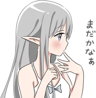 🙂 まだかなあ Anime, Elf, Dziewczyna, Czekanie, Słodkie, Myślenie telegram sticker