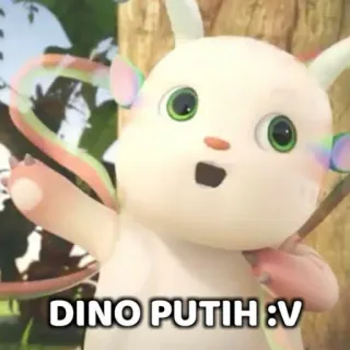 😉 DINO PUTIH :V zwierzę, kreskówka, dinozaur, biały, biały, postać telegram sticker