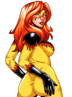 😌 Firestar superhero, marvel, comic book character, fire, woman telegram sticker