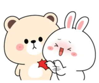 😃 ours, lapin, dessin animé, mignon, kawaii, autocollant, amitié whatsapp sticker